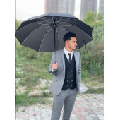 10 Telli Otomatik Fiber İskelet Gövdeli Protokol Baston Siyah Yağmur Şemsiyesi - 1