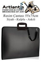 Siyah Resim Çantası Fermuarlı Kulplu 55x75 cm 1 Adet Teknik Resim Dosya Çantası 50x70 cm Askılı Proje Çantası Okul Sınıf - 1