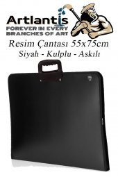 Siyah Resim Çantası Fermuarlı Kulplu 55x75 cm 1 Adet Teknik Resim Dosya Çantası 50x70 cm Askılı Proje Çantası Okul Sınıf - 2