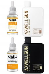 50 Spf+ Güneş Kremi,bronzlaştırıcı, Vitamin C, Somon Dna+ Onarıcı Aydınlatıcı Cilt Bakım Serumu Seti - 1
