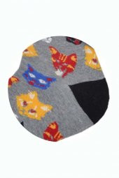 Flora Erkek Kedi Desenli Hareketli Çorap Gri - 41/44 - 2