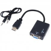 Hdmi To Vga Ses Destekli Monitör Dönüştürücü Kablo Çevirici Adaptör - 3