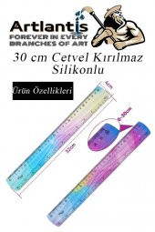 Kırılmaz Cetvel 30 Cm Silikonlu Gökkuşağı 1 Adet Flexible Silikonlu Cetvel Büro Okul Sınıf - 2