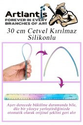 Kırılmaz Cetvel 30 Cm Silikonlu Gökkuşağı 1 Adet Flexible Silikonlu Cetvel Büro Okul Sınıf - 3