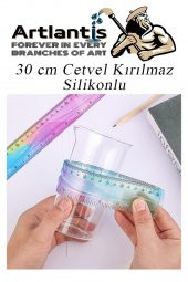 Kırılmaz Cetvel 30 Cm Silikonlu Gökkuşağı 1 Adet Flexible Silikonlu Cetvel Büro Okul Sınıf - 4