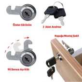 Ugr Mandallı Çekmece Kilidi 2 Anahtarlı Metal Mobilya Dolap Kilidi - 3