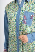 Taş İşlemeli Tencel ve Desen Kumaşlı Tunik - Desen - 3 - 8