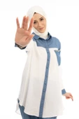 Taş İşlemesi Fay Tencel Tunik - Ekru - 5