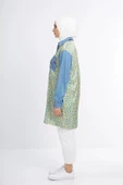 Taş İşlemeli Tencel ve Desen Kumaşlı Tunik - Desen - 3 - 2