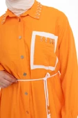 YAKA TAŞ DETAYLI TUNİK - Oranj - 8