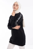 İPEKSİ İKİ İPLİK SWEATSHIRT KOLU PUL VE ZİNCİR İŞLEMELİ - Siyah - 8