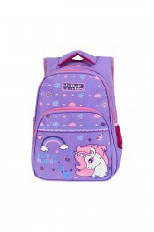 Waddell Little Horse Desenli İlkokul Çantası ve Beslenme Çantası Lila Kayısı 6004 - 3