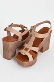 VENÜS 23027603Y PLATFORM TOPUK DERİ GENÇ KADIN SANDALET - 6