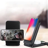 HEPU HP-W03 3in1 15W Hızlı Şarj Destekli Katlanabilir Kablosuz Şarj Standı - 3