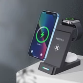 HEPU HP-W04 3in1 15W Hızlı Şarj Destekli Kablosuz Şarj Standı - 3