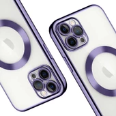 iPhone 12 Pro Max Kılıf Magsafe Özellikli Metal Lazer Silikon Kapak - 3
