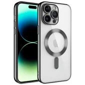 iPhone 14 Pro Kılıf Magsafe Özellikli Metal Lazer Silikon Kapak - 8
