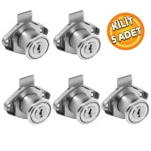 Ugr Oval Silindir Mobilya Çekmece Dolap Kilidi Nikel Krom 2 Anahtarlı Kilit 22 mm 5 ADET - 1