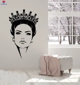 Dekorasyon Duvar Sticker Güzel Kraliçe Taç Kız Krallık Güzellik Salonu Çıkartmaları - 1