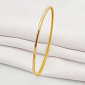 Garantili Gold Gerçek Altın Görünümlü ince Ajda Ray Parlak Sade 1 Adet Bilezik - 1