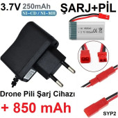 Drone Pili Şarj Cihazı + 850 Mah Pil Syp2 Ph Mx2.0 Fiş Güç Adaptörü 3.7v 250mah thumbnail 1