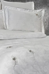 Nakışlı %100 Pamuk Saten Nevresim Takımı Carmen Çift Kişilik 6 Parça - 3