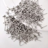 20 Adet 3 mm 1. Kalite Halkalı Topbaş Küpe Çivisi Nikel Renkli - 1