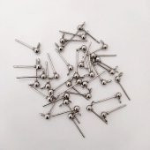 20 Adet 3 mm 1. Kalite Halkalı Topbaş Küpe Çivisi Nikel Renkli - 3