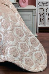 Hilal Dz Jakarlı Yatak Örtüsü 4 Parça Pink/Gold - 3
