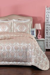 Hilal Dz Jakarlı Yatak Örtüsü 4 Parça Pink/Gold - 1