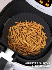 Airfryer Silikon Pişirme Kabı 20x5 Cm Bpa Içermez Tüm Airfryerlere Uyumlu Pişirme Kağıdı SİYAH - 1