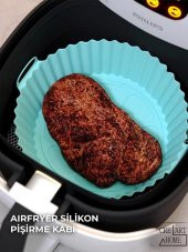 Airfryer Silikon Pişirme Kabı 20x5 Cm Bpa Içermez Tüm Airfryerlere Uyumlu Pişirme Kağıdı TURKUAZ - 1
