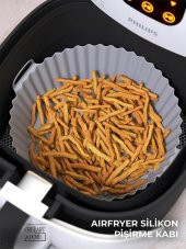 Airfryer Silikon Pişirme Kabı 20x5 Cm Bpa Içermez Tüm Airfryerlere Uyumlu Pişirme Kağıdı GRİ - 1
