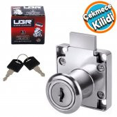 Mobilya Çekmece Dolap Kilidi Nikel Krom 2 Anahtarlı Kilit 4x4 cm 22 mm - 1