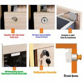 Mobilya Çekmece Dolap Kilidi Nikel Krom 2 Anahtarlı Kilit 4x4 cm 22 mm - 4