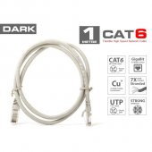 Dark Dk-Cb-Nt6U100G 1Mt Utp Cat6 Patch Kablo Gri Awg24/7 - 1