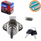 Oval Silindir Mobilya Çekmece Dolap Kilidi Nikel Krom 2 Anahtarlı Kilit 22 mm - 1