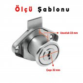 Oval Silindir Mobilya Çekmece Dolap Kilidi Nikel Krom 2 Anahtarlı Kilit 22 mm - 2