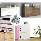 Oval Silindir Mobilya Çekmece Dolap Kilidi Nikel Krom 2 Anahtarlı Kilit 22 mm - 4