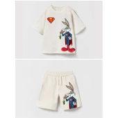 livaliva 3550 %100 Pamuklu Erkek Çocuk Baskılı Şort Takım thumbnail 1