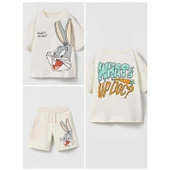 livaliva 3945 %100 Pamuklu Çocuk Baskılı Şort Takım thumbnail 1
