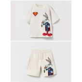 livaliva 3550 %100 Pamuklu Erkek Çocuk Baskılı Şort Takım thumbnail 4