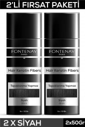 Fontenay Saç Dolgunlaştırıcı Keratin Fibers Siyah Topik Saç Tozu 50gr X2 - 1
