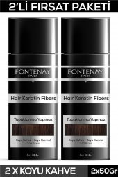 Fontenay Saç Dolgunlaştırıcı Keratin Fibers Koyu Kahve Topik Saç Tozu 50gr X2 - 1