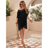 Kadın Kısa Kollu V Yaka Delikli örme Triko Pareo - 4