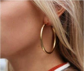 Küpe Kadın Çember Halka Küpe 3 mm 316 L Paslanmaz Kararmaz Çelik - 1