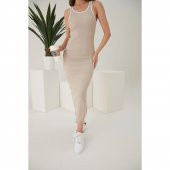 Kadın Kolsuz Derin Yırtmaç Detak Maxi Boy Elbise - 4