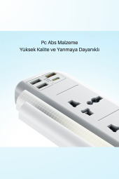 MC18 8in1 3 Adet Usb 1 Adet Type-C ve 4 Adet Fuchsia Priz Dönüştürücü 2M - 2