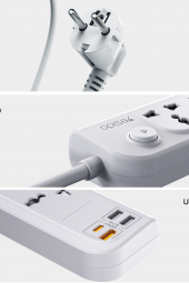 MC18 8in1 3 Adet Usb 1 Adet Type-C ve 4 Adet Fuchsia Priz Dönüştürücü 2M - 5