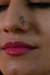 GÜMÜŞ SIKIŞTIRMA FAKE YAPRAK DESENLİ BURUN KISTIRMA HIZMA PİERCİNG-HIZMA19 - 4